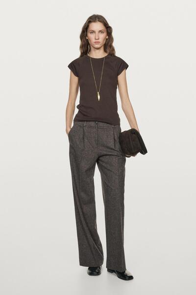 Massimo Dutti Kısa reglan kollu pamuklu t-shirt