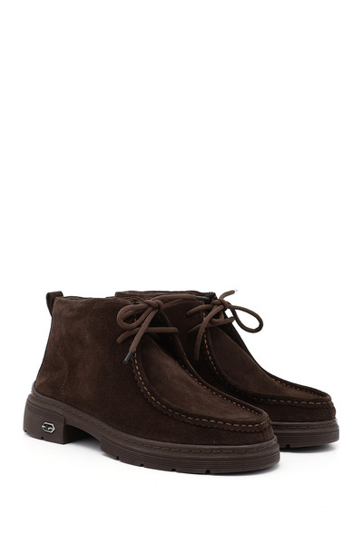 GÖNDERİ(R) Women's / Girls' Brown Suede Lace-Up Genuine Leather Comfort Boots