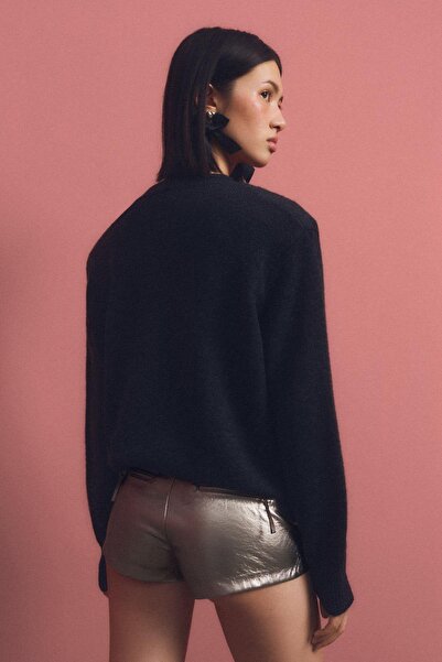 Bershka Metalik suni deri şort