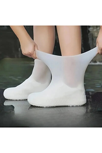 Choice أغطية أحذية مطرية بيضاء مناسبة للمقاسات من 34 إلى 45، زوج واحد للاستخد...