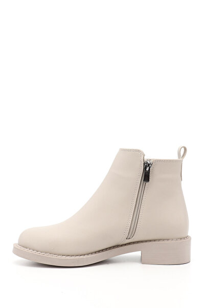 GÖNDERİ(R) Kadın / Kız Bej Kalın Topuklu Çift Fermuarlı Bot