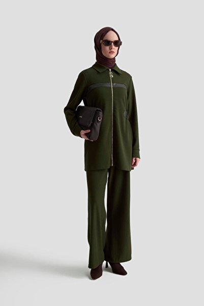 Armine TREND Yeni Sezon Gömlek Yaka Beli Lastikli Tunik Ve Beli Lastikli Cepli Kumaş Pantolon Alt-Üst Takım