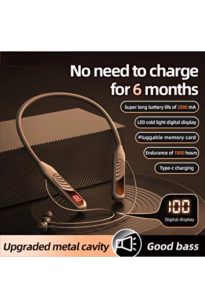 Choice سماعات أذن لاسلكية BT8 سوداء اللون مزودة بتقنية البلوتوث وسماعات رأس رياضية خارجية V5.3 مزودة بشاشة تحكم بزر