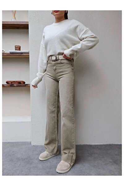 ESRAHELVACI Straight Paça Kesik Jean Pantolon