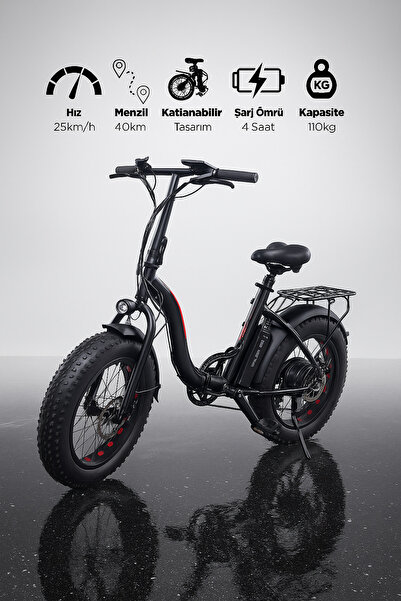 FC BİKE Bike - S Model Elektrikli Katlanılabilir Bisiklet Eğimli Kadro
