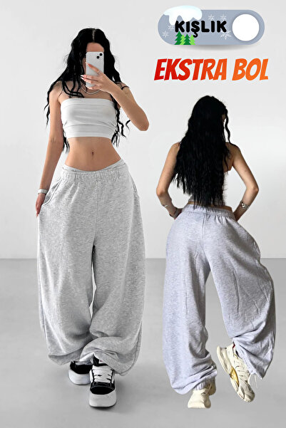 vladivosto Kışlık Baggy Büyük Beden Ekstra Bol Paçası Lastikli İç Göstermeyen...