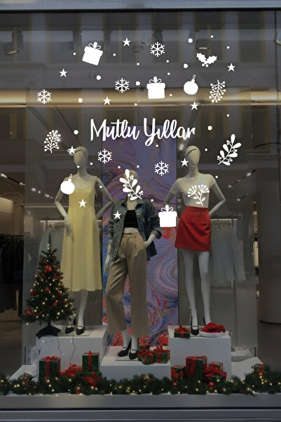 New Jargon ملصقات زينة عيد الميلاد بتصميم ندف الثلج وأوراق شجرة عيد الميلاد ل...