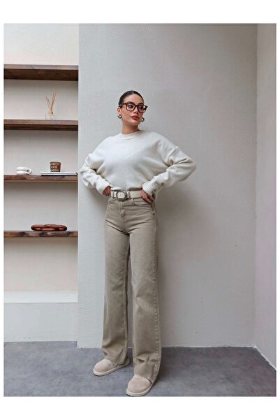 ESRAHELVACI Straight Paça Kesik Jean Pantolon