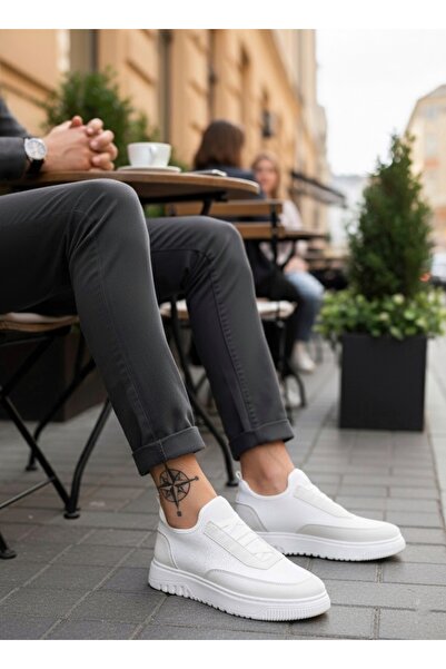 BOA BA0911 Προσαρμοσμένα πλεκτά πλεκτά δερμάτινα λευκά αθλητικά παπούτσια με λεπτομέρεια σε σκόνη