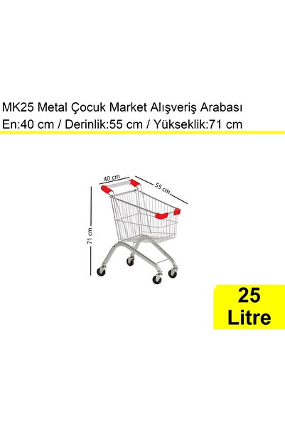 MK25 Metal Çocuk Market Alışveriş Arabası 25 Litre