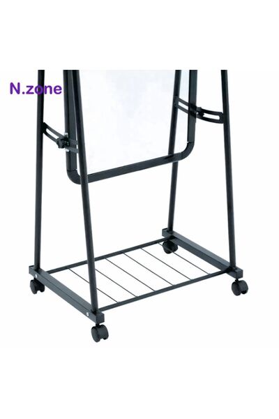 Generic Full Length Mirror with Stand and Adjustable Wheels 160x30cm Black