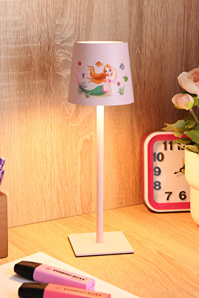 LUMINZO Şapkalı Şarjlı Dokunmatik Kız Çocuk Odası Masa Lambası Abajur Gece La...