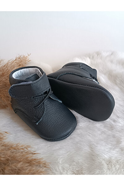 Hodore Briza Black Genuine Leather Velcro Baby Boots