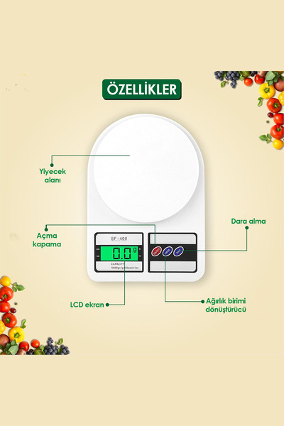 Factorial Beyaz Mini 1gr Dijital Hassas Tartı 10 Kg Mutfak Terazisi Fonksiyonel Tasarım Sağlam ve Dayanıklı