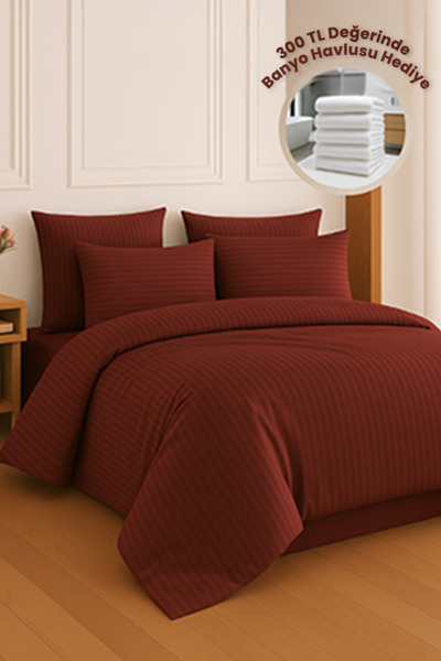 MOON SECRET طقم غطاء لحاف مزدوج من الساتان القطني بلون أحمر كلاريت ممتاز بدون صندوق