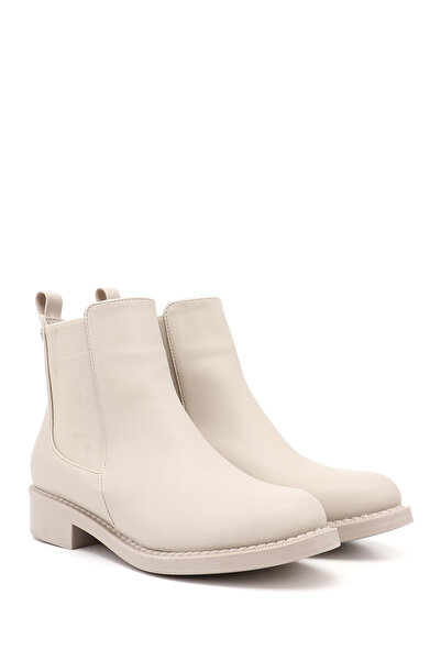 GÖNDERİ(R) BEIGE Round Toe Heeled Elastic Women's Daily Boots 35154