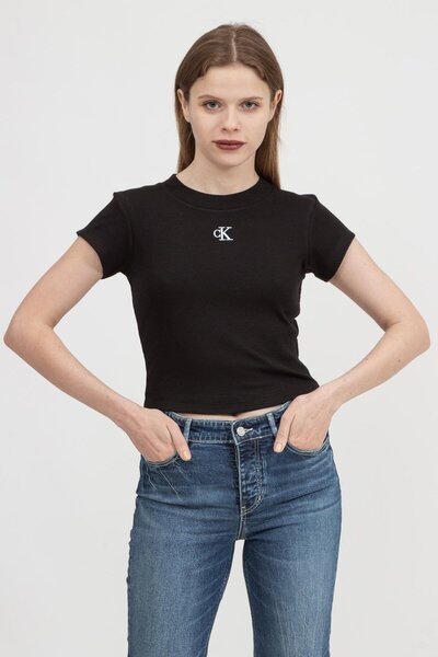 Calvin Klein Kadın Siyah Kısa Kollu Tişört