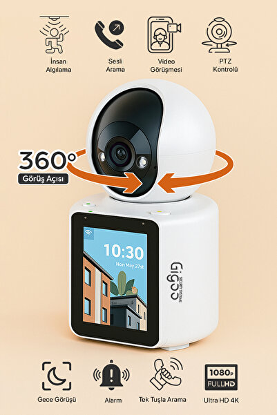 Gigoo Monitörlü Ultra HD 4K Çift Yönlü Görüntülü ve Sesli Bebek Kamerası