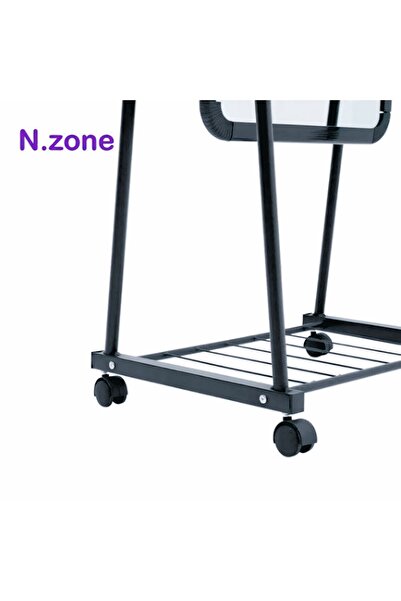 Generic Full Length Mirror with Stand and Adjustable Wheels 160x30cm Black