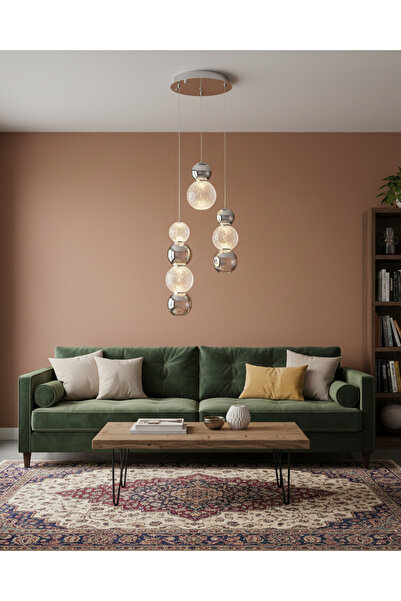 Özcan Aydınlatma 4136-3A-02 3'Lü Güneş Sarkıt Avize Krom