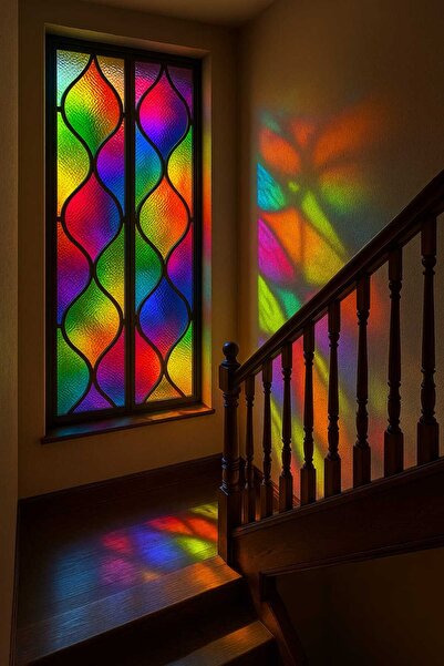 burawall şeffaf vitray desen yapışkanlı folyo  90cmx 2 metre