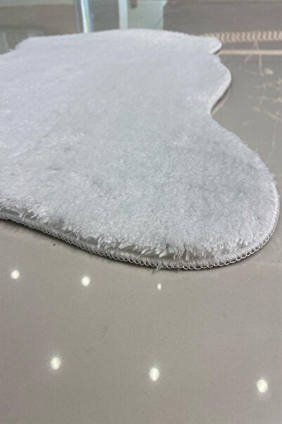 aymira Home Beyaz Post Halı Peluş Tavşan Tüyü Hissi Yıkanabilir Banyo Koridor Yolluk Oda Post