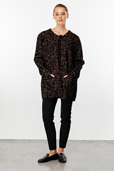 Butik Triko Rose Patterned Angored Jacket