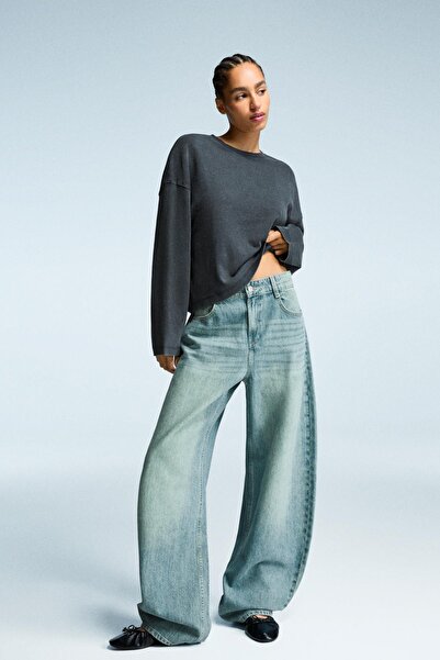 Bershka Geniş paça barrel jean