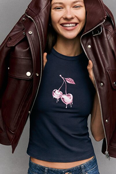 Bershka Kısa kollu baskılı tişört