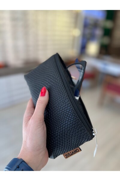 JULIANO Black Special Design Zippered Glasses Case - Bag