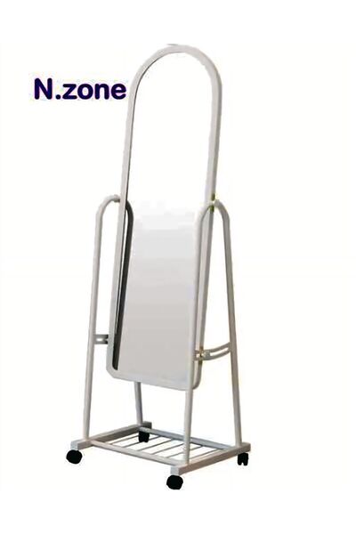 Generic Full Length Mirror with Stand and Adjustable Wheels 160x30cm White
