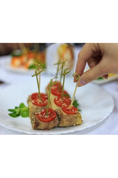 OEM Scobitori cu nod VERSAGO pentru cocktailuri, aperitive, gustări, verde, 100 buc, 6,5 cm