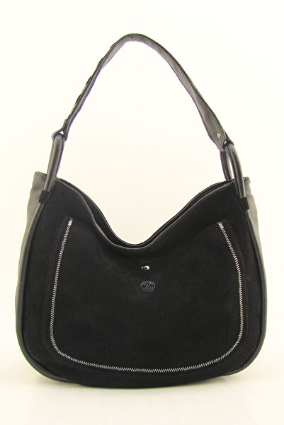 HNB Жіноча чорна сумочка з натуральної замші через плече