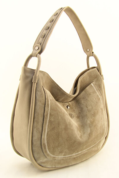 HNB Γυναικεία τσάντα ώμου από γνήσιο σουέτ βιζόν