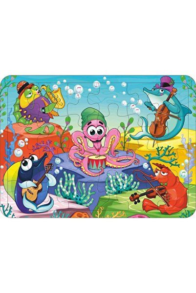 TURKAFONE Ahşap Çocuk Puzzle Yapboz 56*4 Parça-denizaltı Orkestra, Dinazorlar, Hayvanlar, Çocuklar