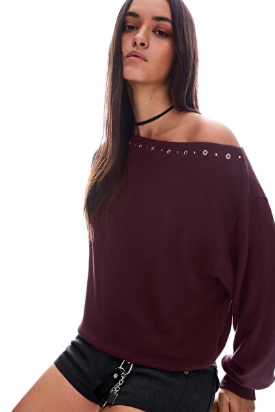 Bershka Toka detaylı triko kazak