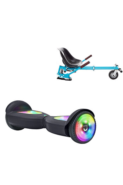 Smart Balance 6.5 inch Hoverboard Package with Blue Seat with Suspension, Jetson Prism Black PRO