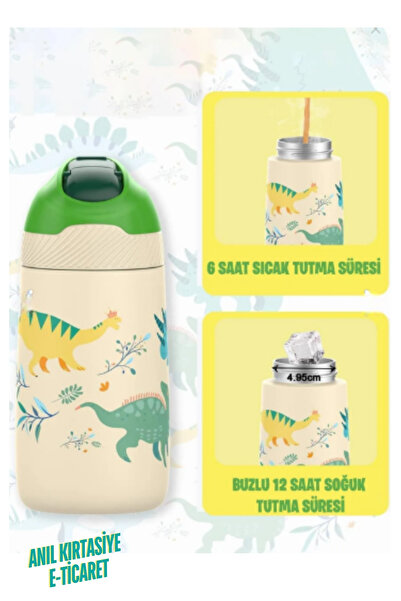 Vagonlife Çocuk 350 ML Pipetli Çelik Matara Paslanmaz Çelik Termos 5 Farklı Renk 2055-350ML