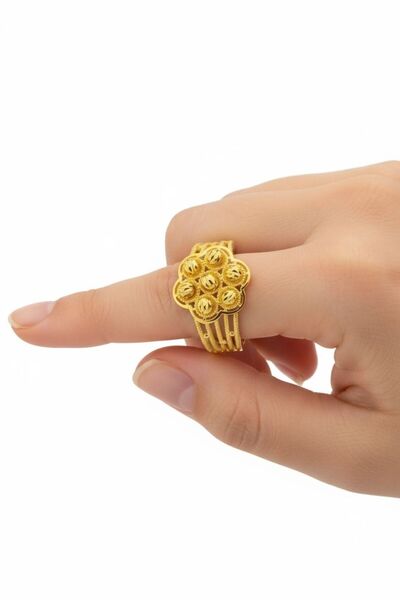 Çgk Çiğdem Gürel Kuyumculuk Dorika Toplu Yaldızlı Altın Yüzük