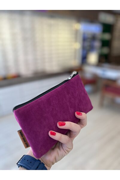 JULIANO Θήκη γυαλιών με φερμουάρ ειδικής σχεδίασης φούξια σουέντ - Τσάντα