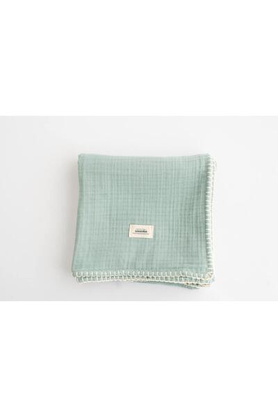 tinytrek بطانية موسلين عضوية 4 طبقات باللون الأخضر المائي - بطانية متعددة الأ...