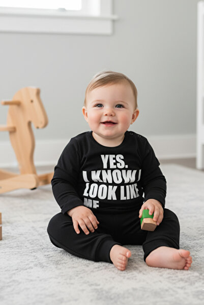 MK Mukko Kids Baby Boy Girl Printed Seasonal Spring Black Bottom Top Set