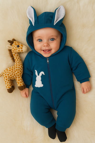 Mai Perla Tavşan Nakışlı  Kulaklı  Tulum