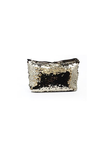 JULIANO Sequin Big Gold Makeup Bag