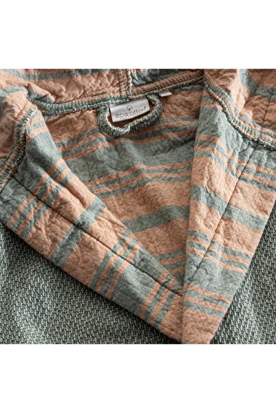 Ecocotton Mila Women's Bathrobe 100% Organic Muslin Green/Tan