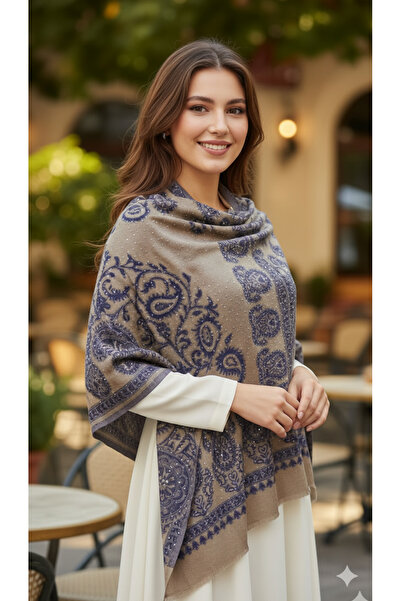 Hazard Şal maro şi bleumarin cu model de tăiere cu piatră