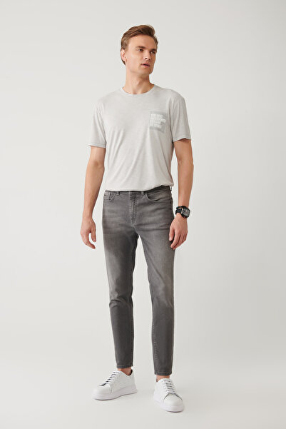 Avva Erkek Gri Eskitme Yıkamalı Esnek Rio Skinny Fit Jean Pantolon A41Y3514