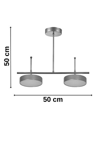 Modavize Ayça Modern Salon Yatak Odası Giyinme Odası Mutfak Beyaz Işık Ledli Gri Renk 2 li Led Avize