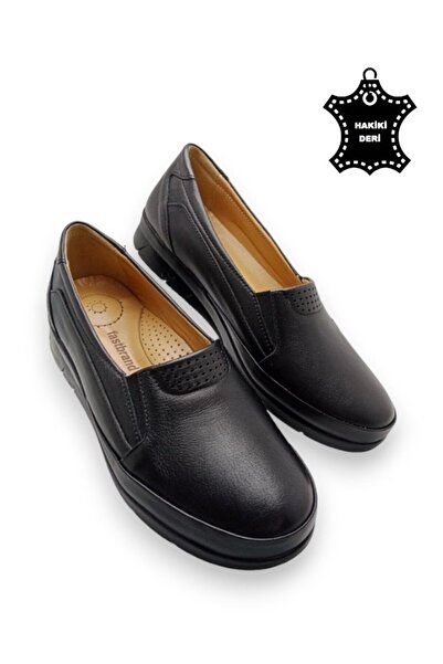 MAGIC SHOES Kadın Siyah Hakiki Deri Içi Deri Comfort Tam Ortopedik Anne Ayakkabısı