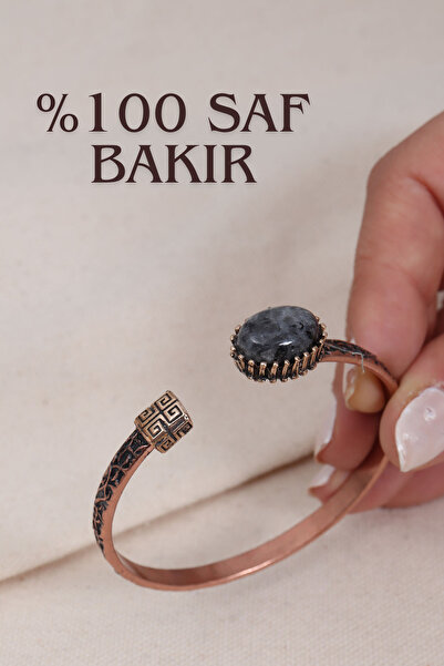 Süspüs Accessories Pure Copper Authentic Bracelet with Gray Jasper Stone (Natural Stone)